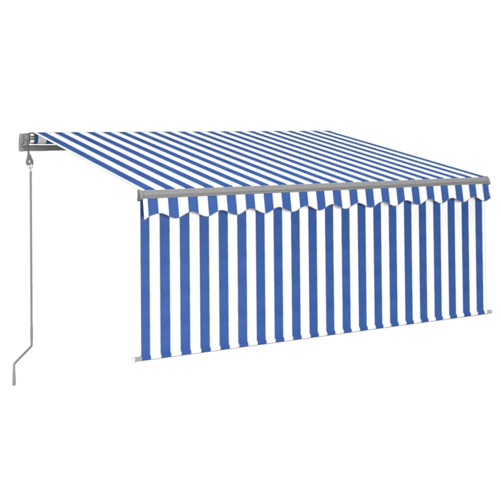 Tenda Sole Retrattile Automatica Parasole 3,5x2,5m Blu Bianco
