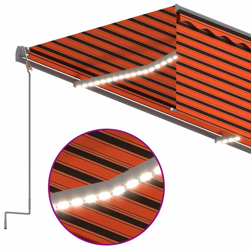 Tenda Automatica ParasoleLEDSensoreVento 3,5x2,5m ArancioMarrone