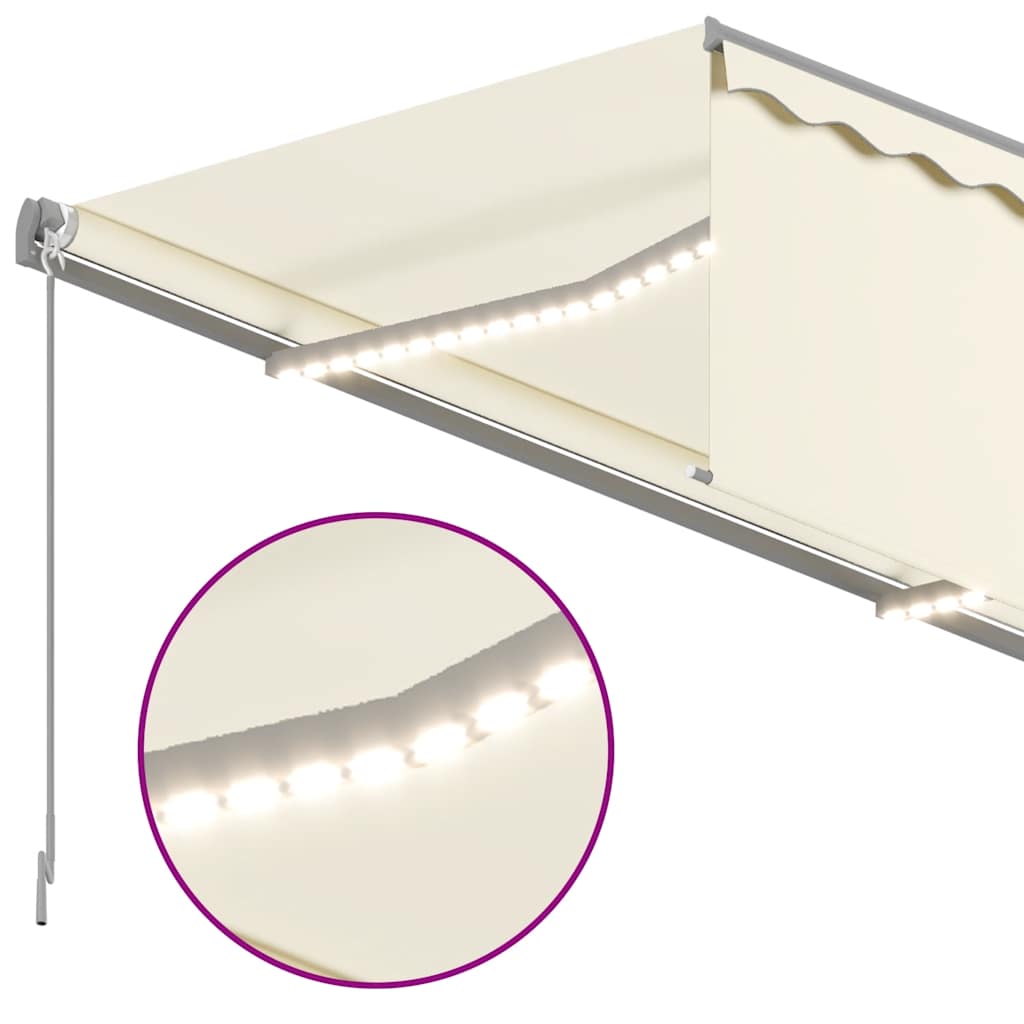 Tenda da Sole Retrattile Manuale con LED 4x3 m Crema
