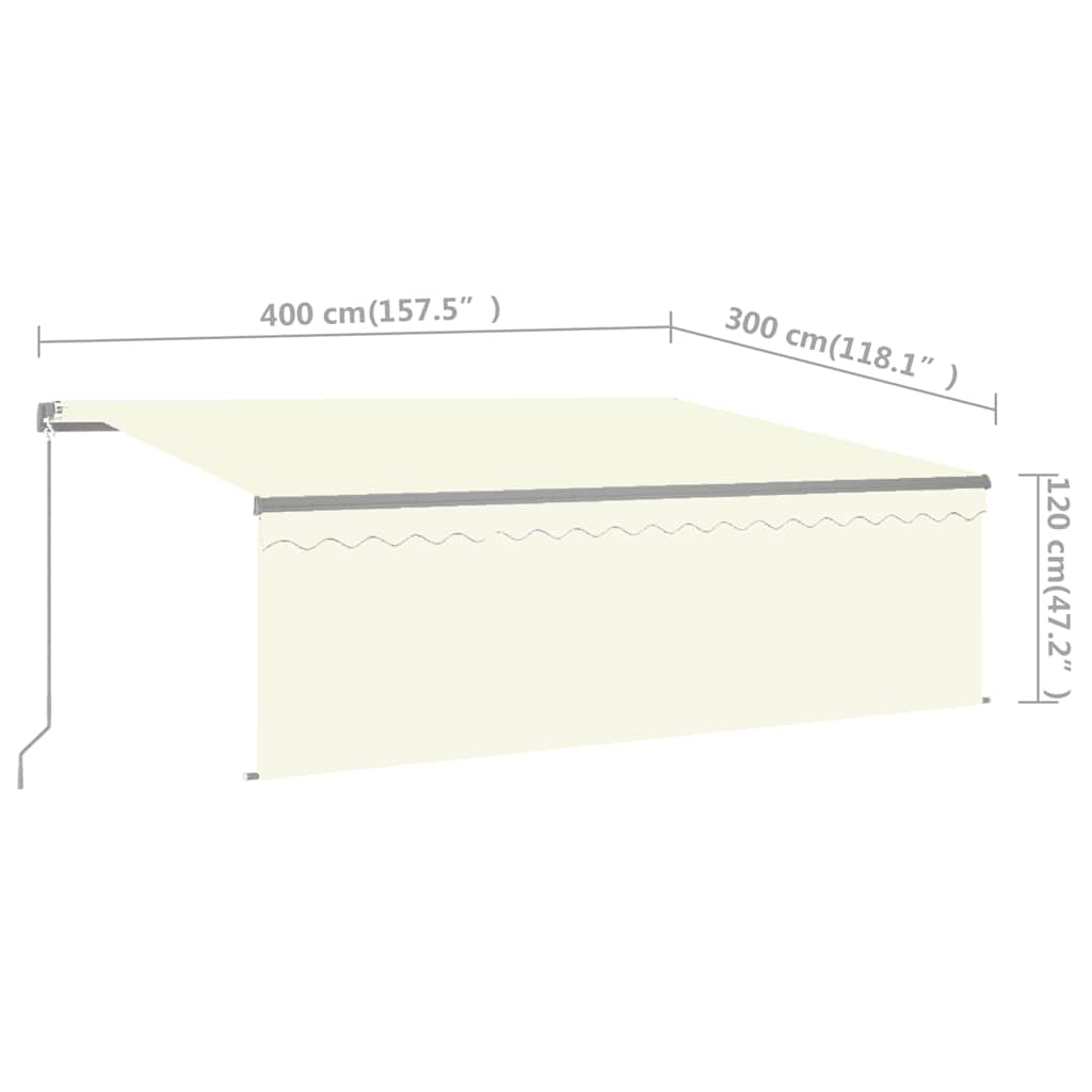 Tenda da Sole Retrattile Manuale con LED 4x3 m Crema