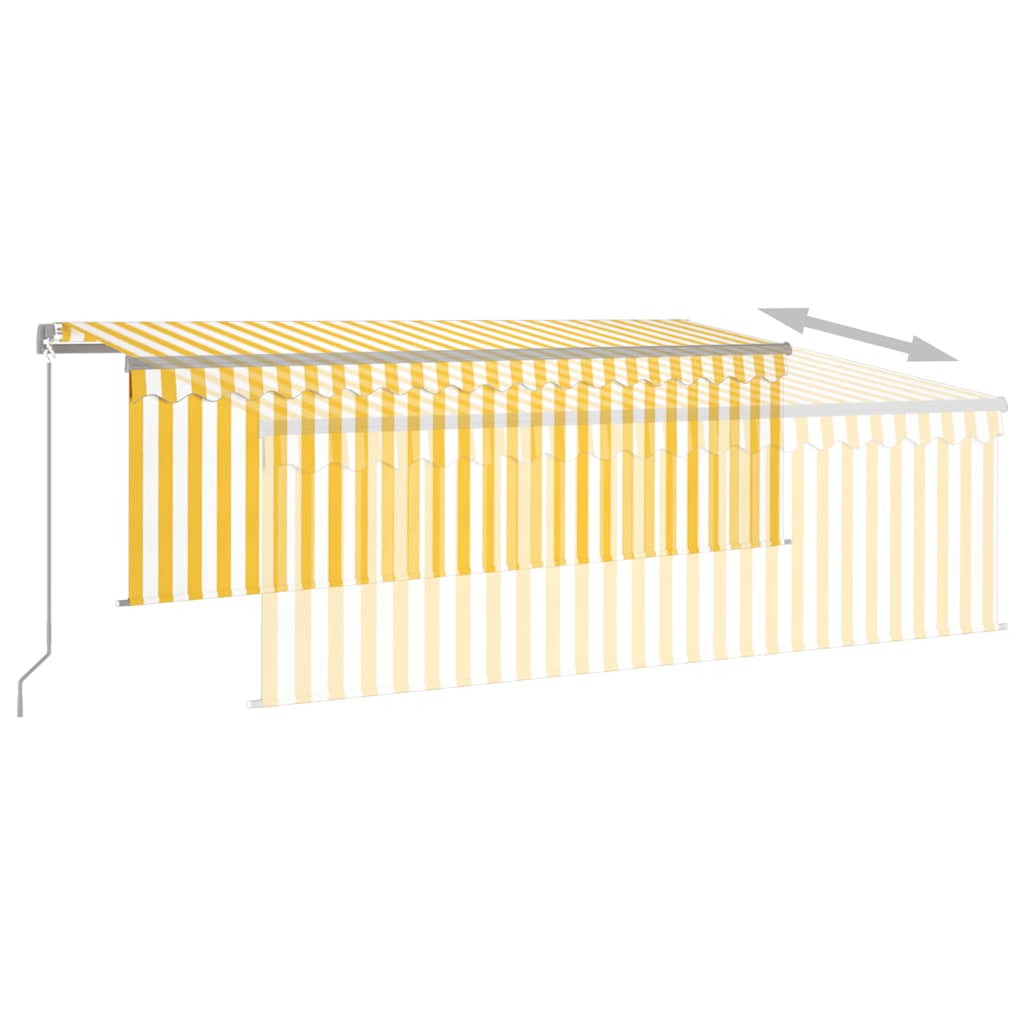 Tenda Sole Retrattile Manuale Parasole e LED 4x3m Gialla Bianca
