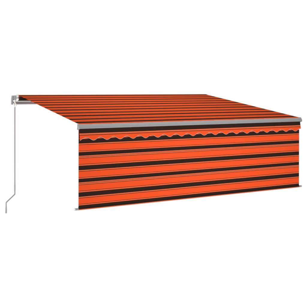Tenda Sole Retrattile Manuale Parasole LED 4x3m Arancio Marrone