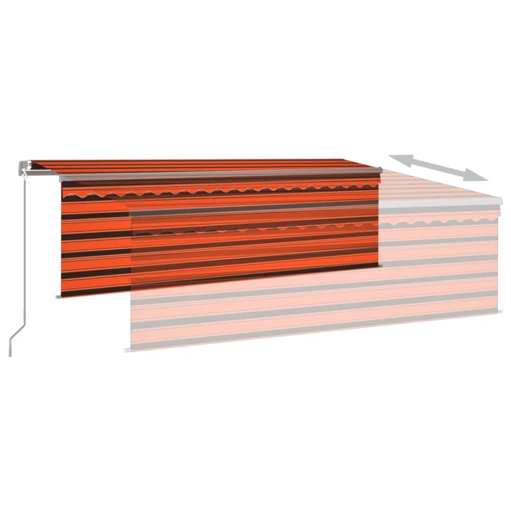 Tenda Sole Retrattile Manuale Parasole LED 4x3m Arancio Marrone
