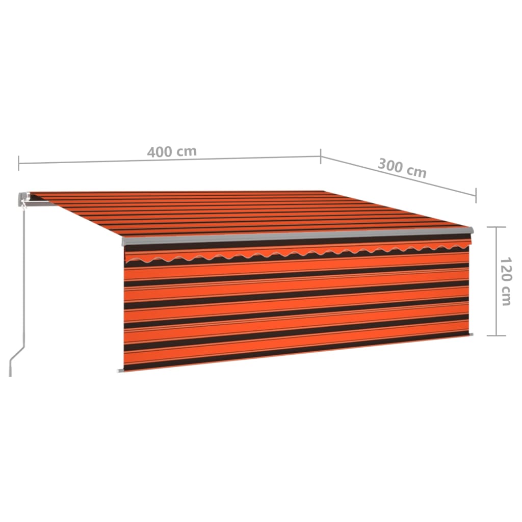 Tenda Sole Retrattile Manuale Parasole LED 4x3m Arancio Marrone
