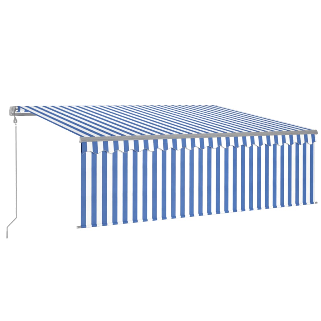 Tenda Sole Retrattile Automatica con Parasole 4x3m Blu Bianco