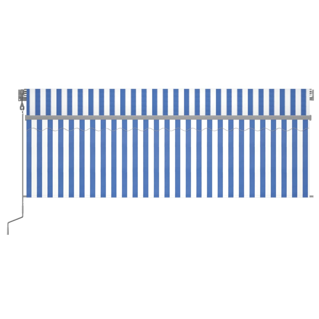 Tenda Sole Retrattile Automatica con Parasole 4x3m Blu Bianco