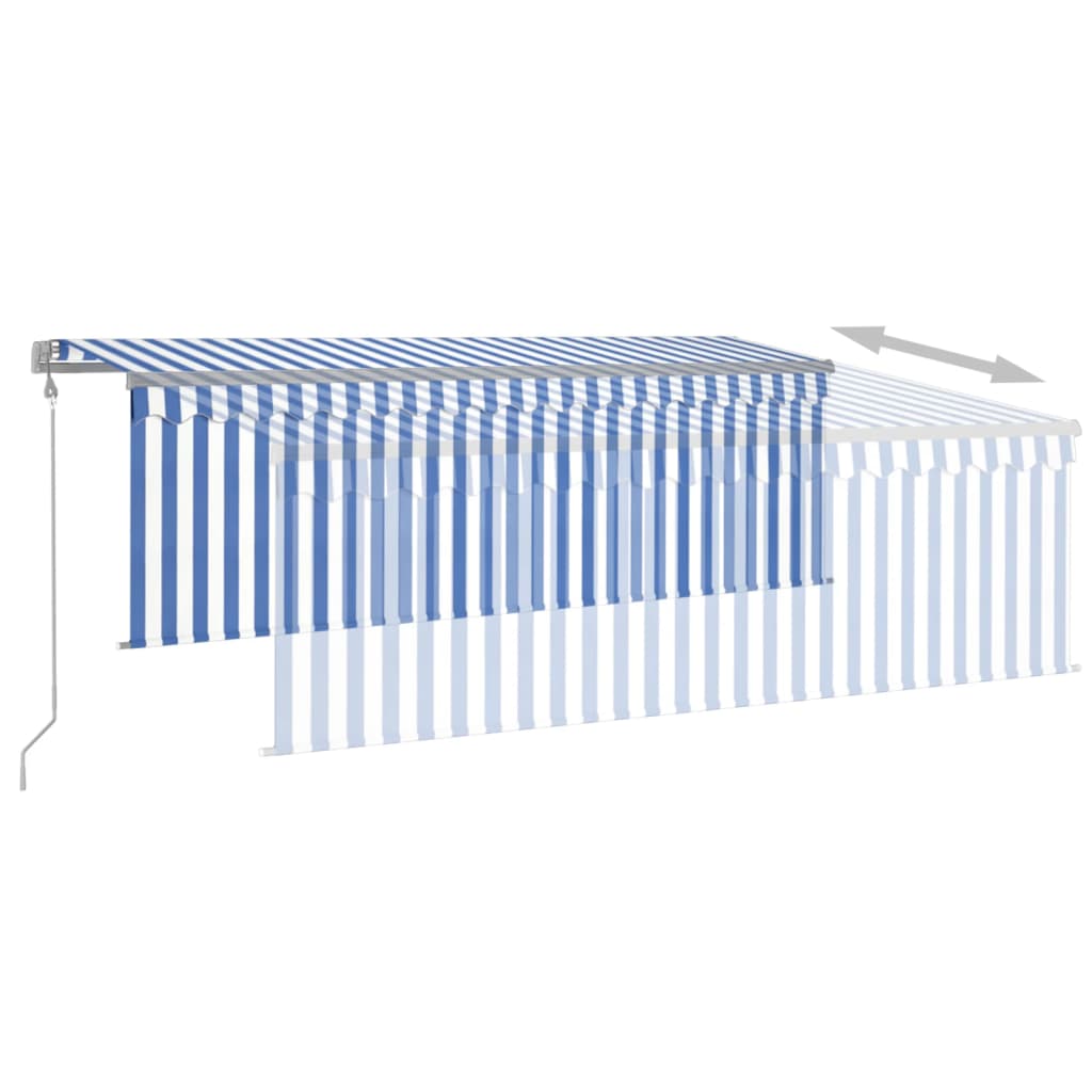 Tenda Sole Retrattile Automatica con Parasole 4x3m Blu Bianco