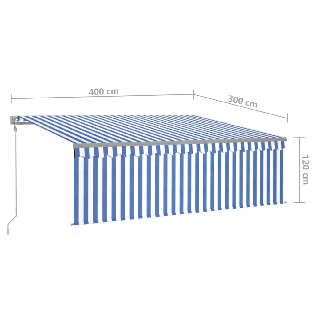 Tenda Sole Retrattile Automatica con Parasole 4x3m Blu Bianco