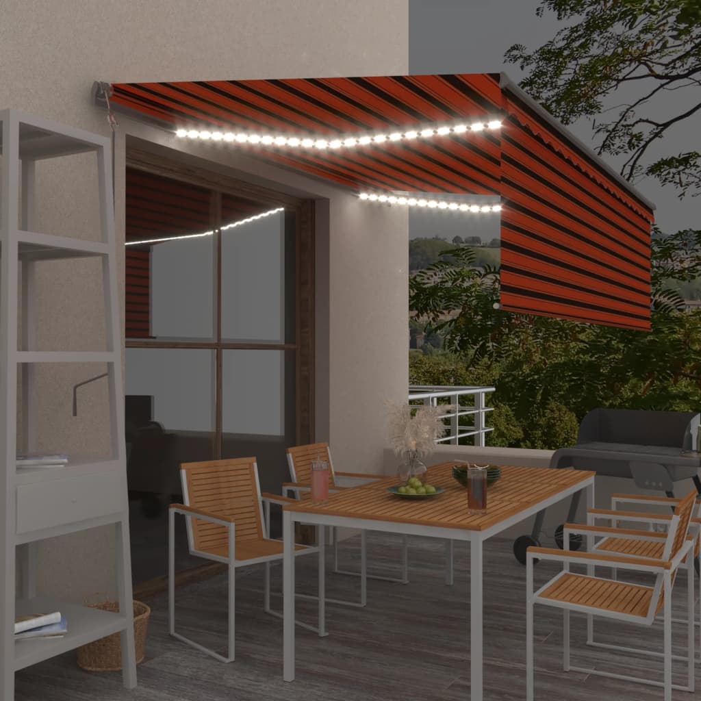 Tenda Automatica ParasoleLEDSensoreVento 4x3 m ArancioMarrone