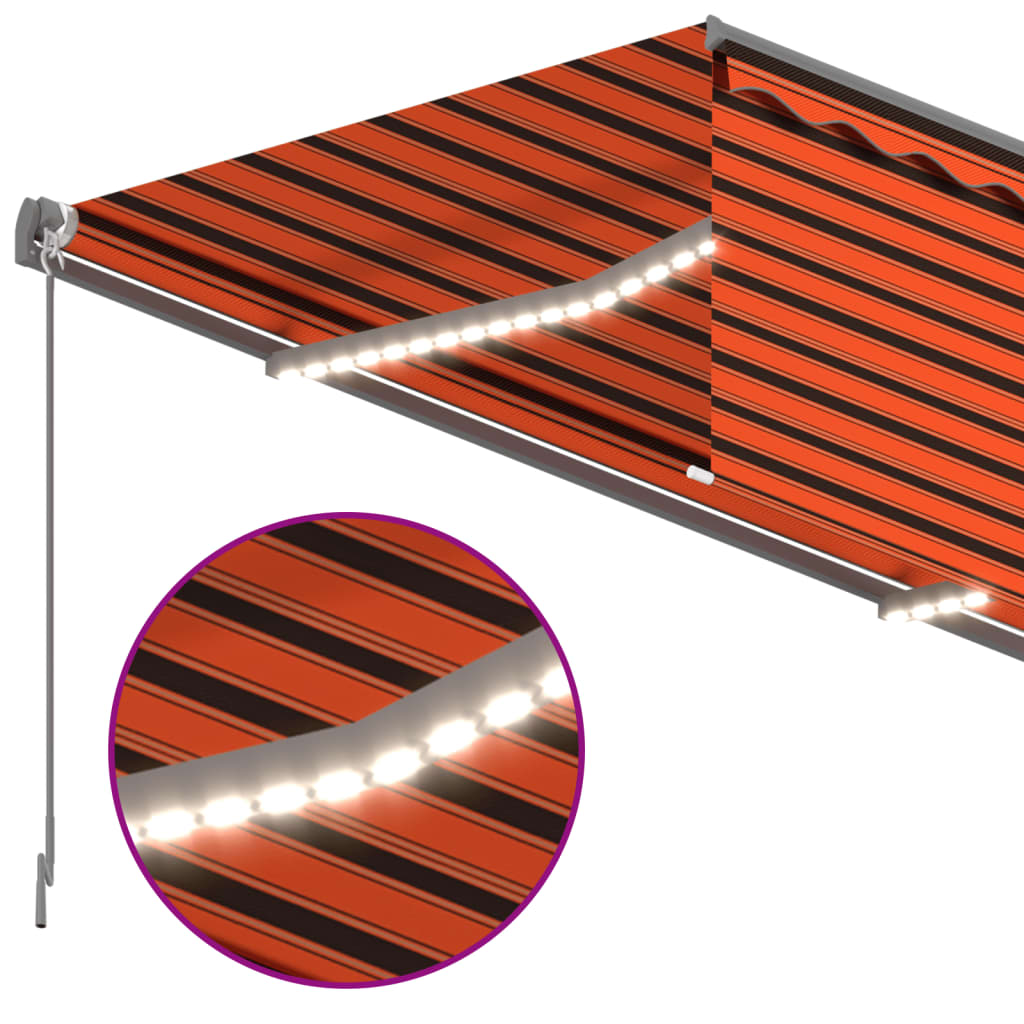 Tenda Automatica ParasoleLEDSensoreVento 4x3 m ArancioMarrone