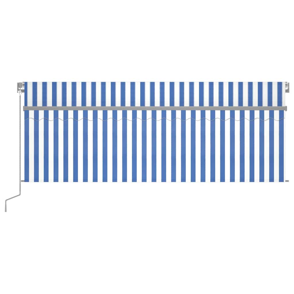 Tenda Sole Retrattile Manuale con LED 4,5x3m Blu e Bianco