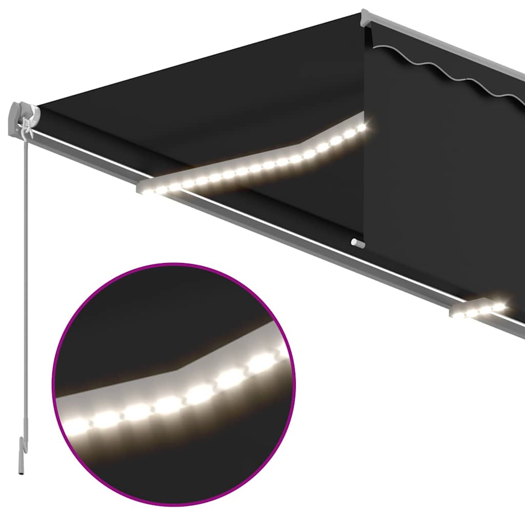 Tenda da Sole Retrattile Manuale con LED 4,5x3 m Antracite