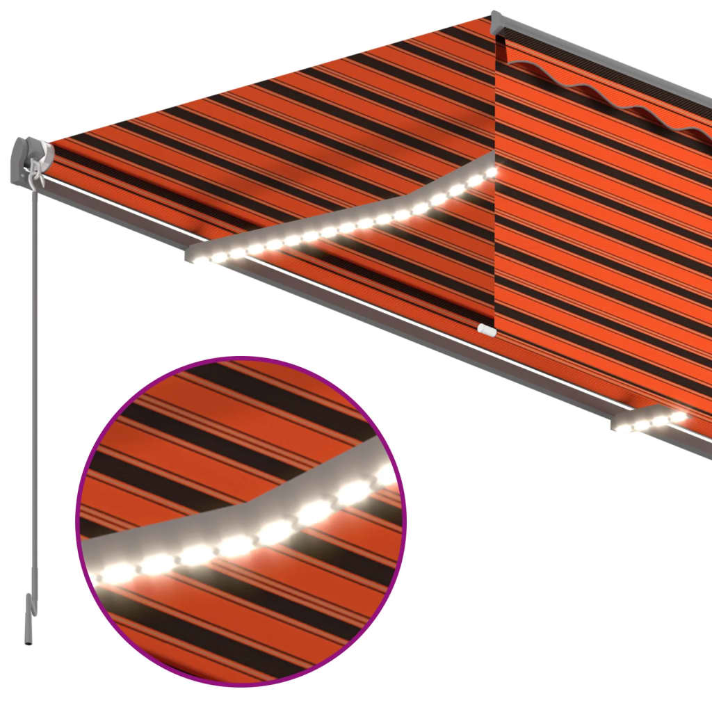Tenda Automatica LED Sensore Vento 4,5x3 m Arancione e Marrone
