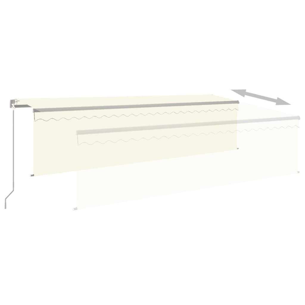 Tenda Sole Retrattile Manuale Parasole LED 5x3 m Crema