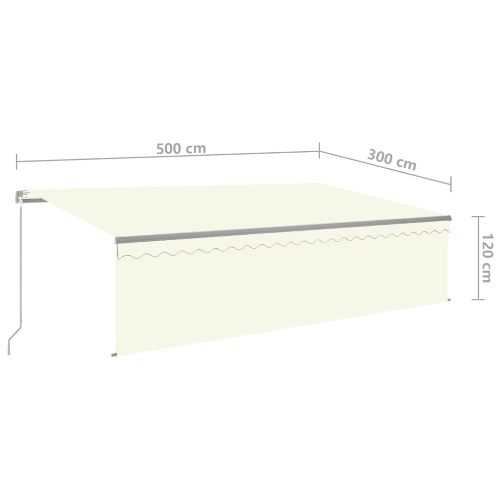 Tenda Sole Retrattile Manuale Parasole LED 5x3 m Crema