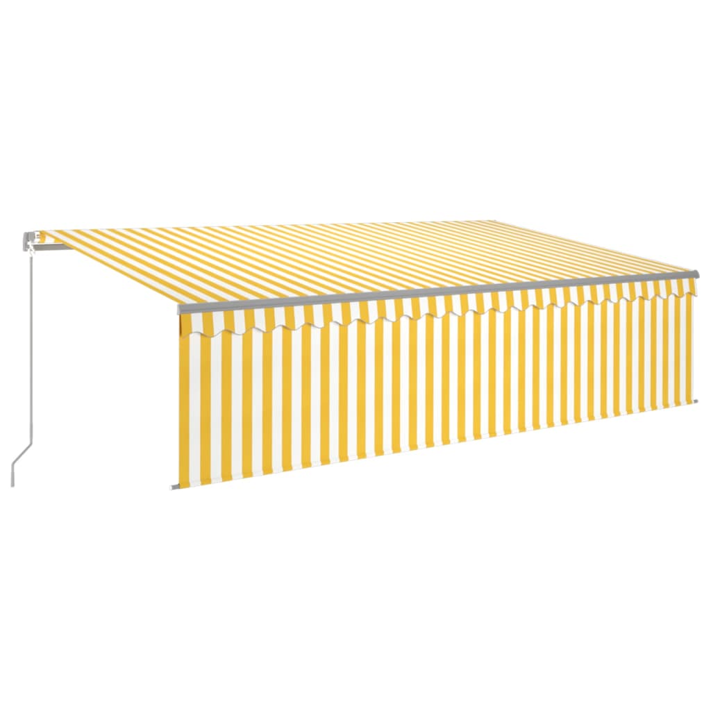 Tenda Sole Retrattile Manuale Parasole LED 5x3m Gialla Bianca