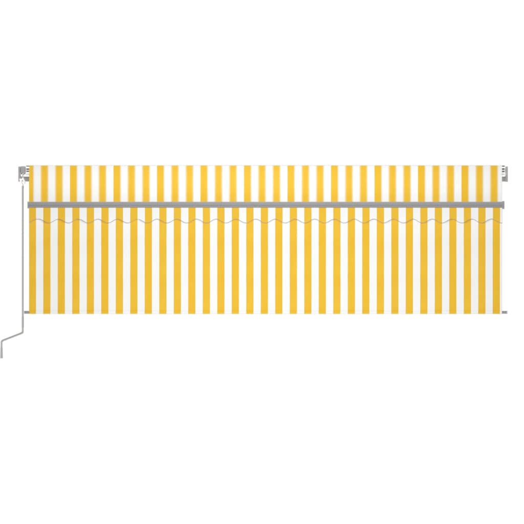 Tenda Sole Retrattile Manuale Parasole LED 5x3m Gialla Bianca