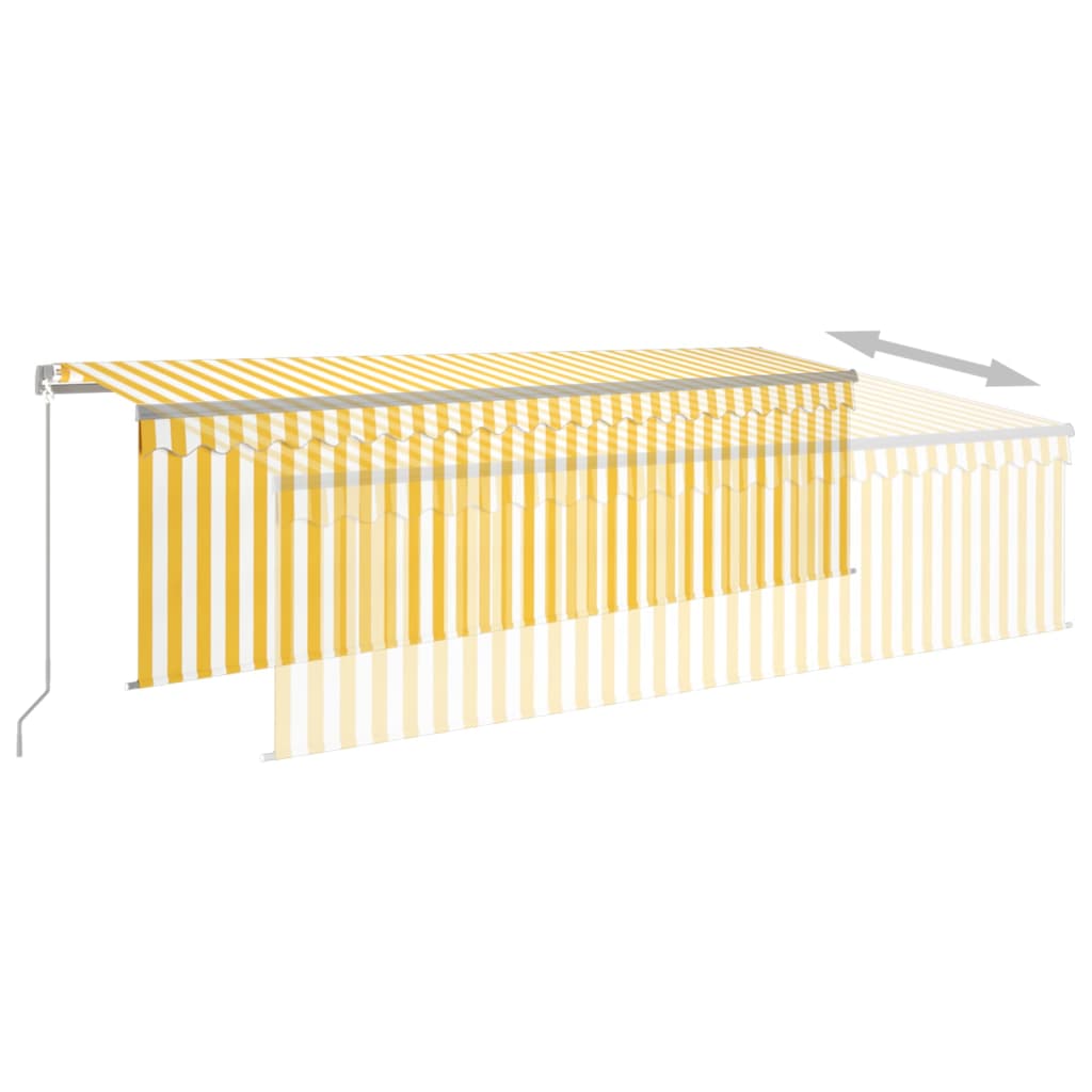 Tenda Sole Retrattile Manuale Parasole LED 5x3m Gialla Bianca