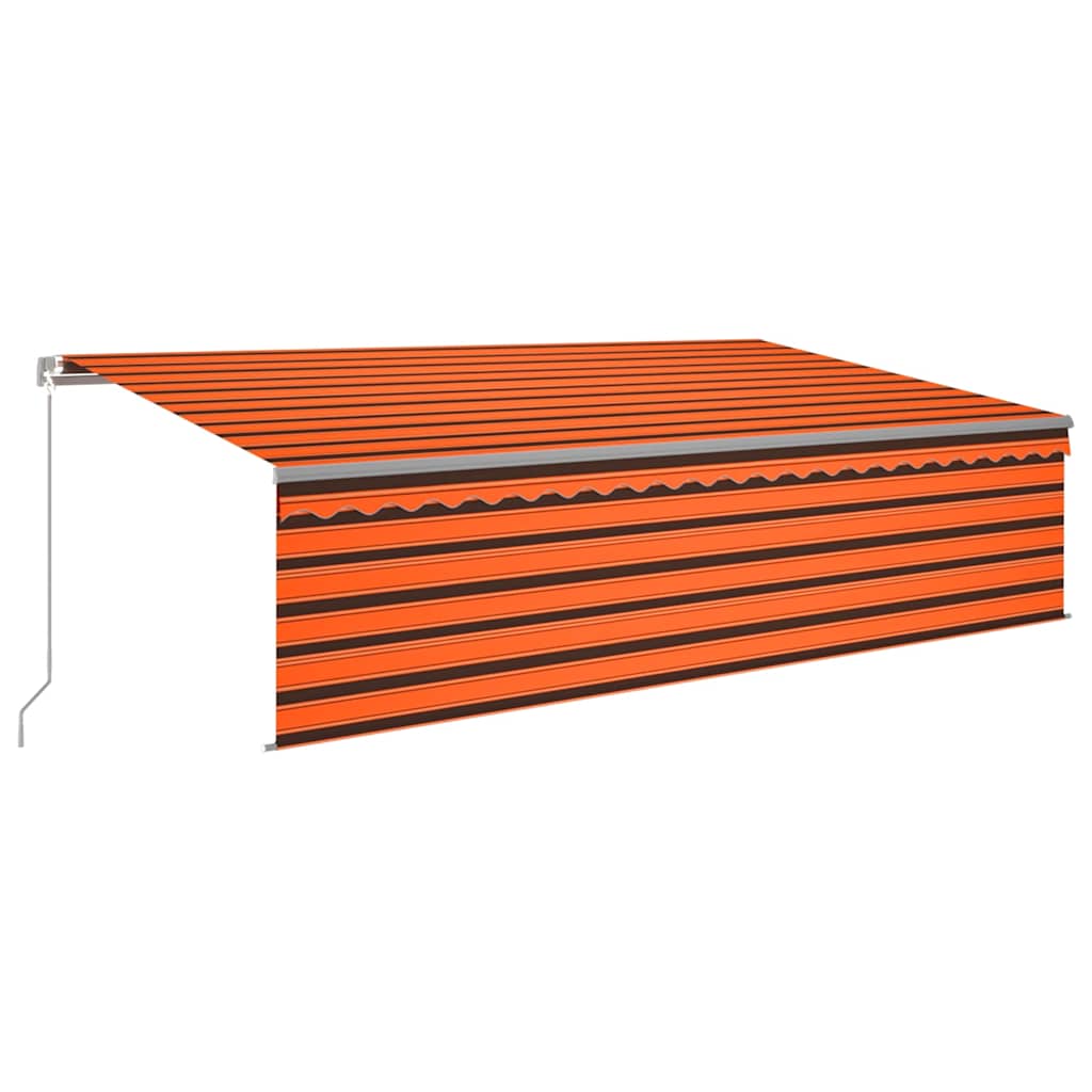 Tenda Sole Retrattile Manuale Parasole LED 5x3m Arancio Marrone