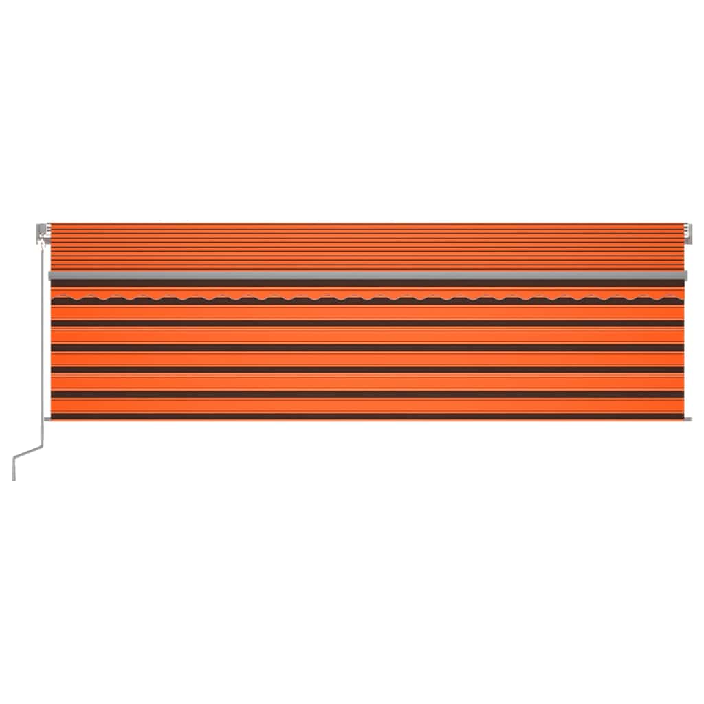 Tenda Sole Retrattile Manuale Parasole LED 5x3m Arancio Marrone