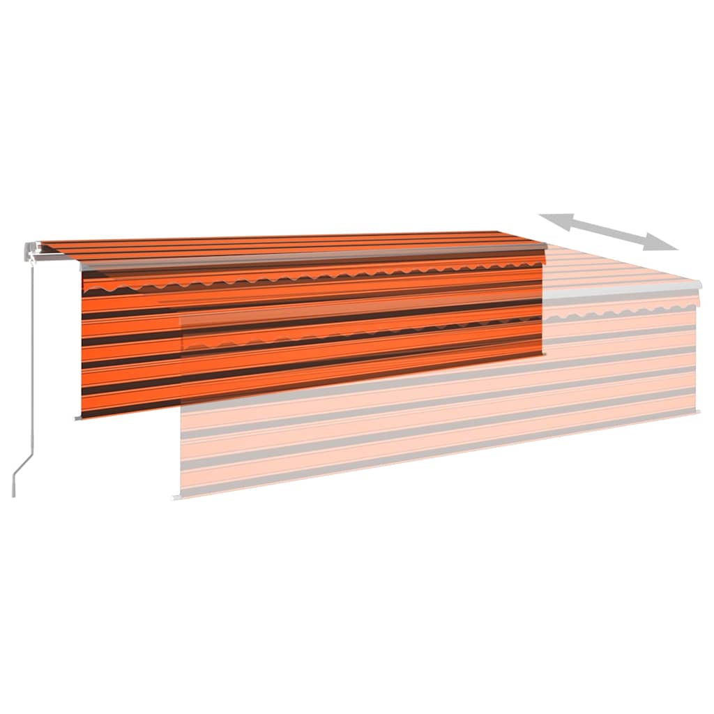 Tenda Sole Retrattile Manuale Parasole LED 5x3m Arancio Marrone