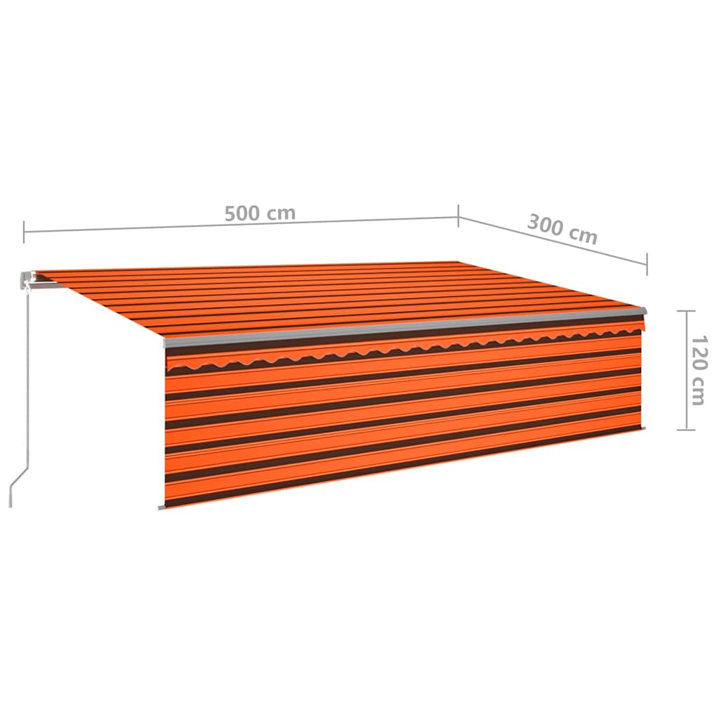 Tenda Sole Retrattile Manuale Parasole LED 5x3m Arancio Marrone