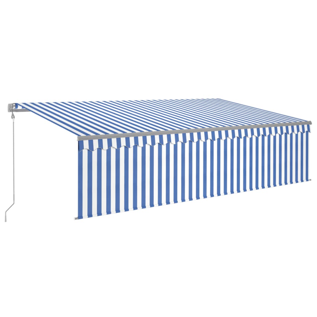 Tenda Sole Retrattile Automatica Parasole 5x3 m Blu Bianco
