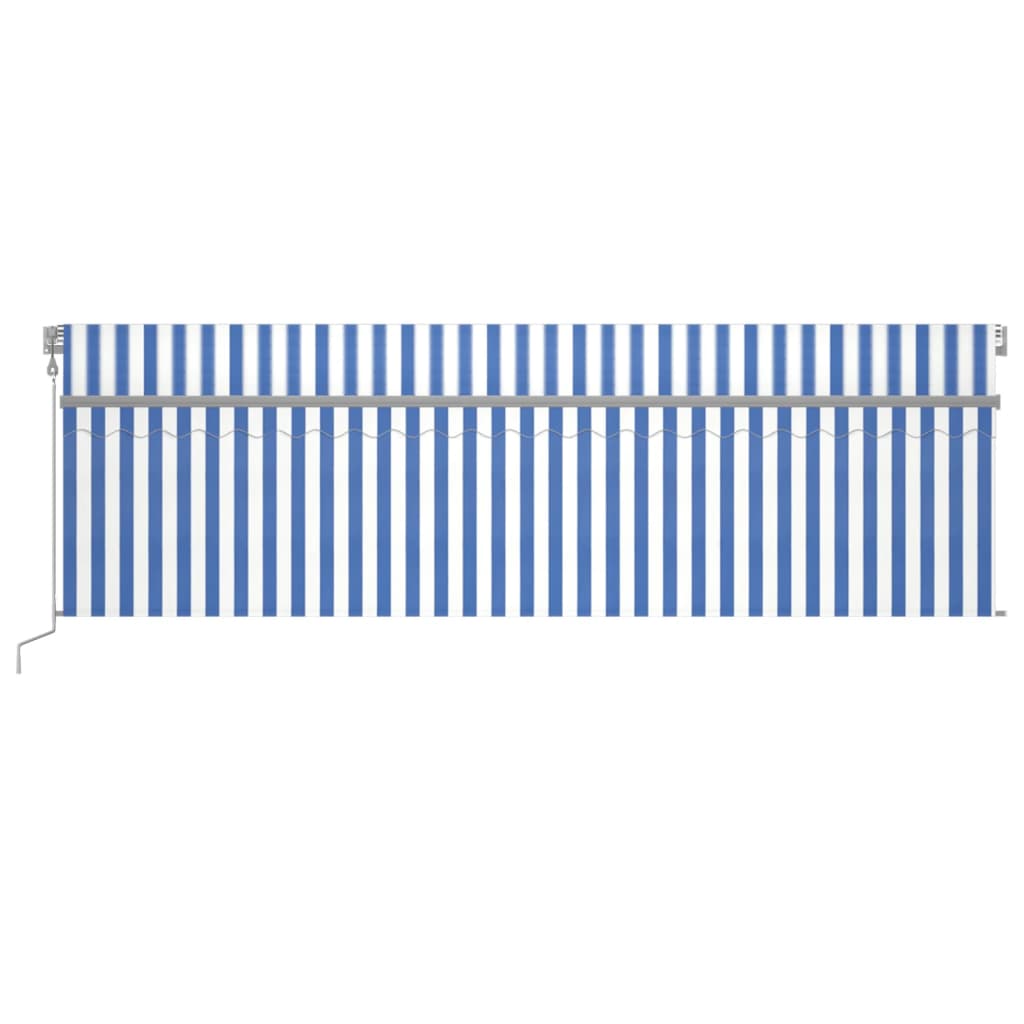 Tenda Sole Retrattile Automatica Parasole 5x3 m Blu Bianco
