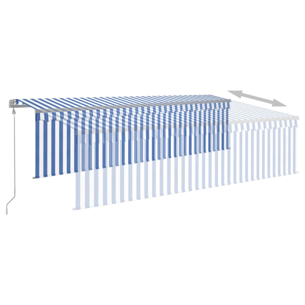 Tenda Sole Retrattile Automatica Parasole 5x3 m Blu Bianco