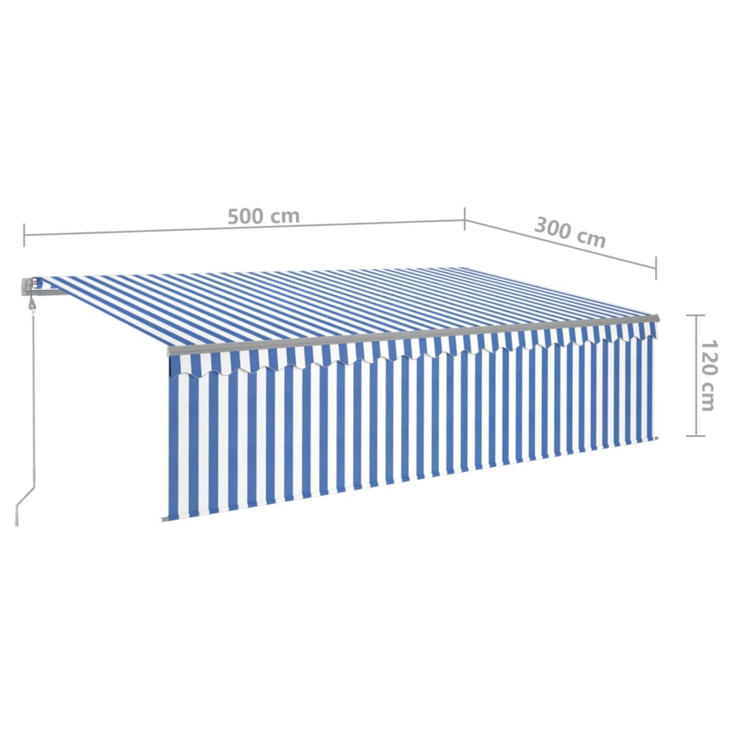 Tenda Sole Retrattile Automatica Parasole 5x3 m Blu Bianco