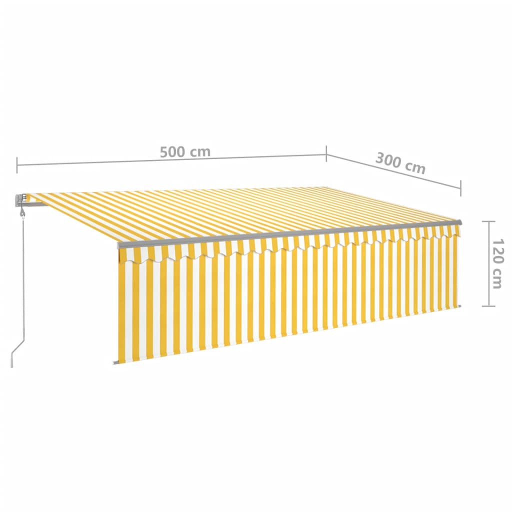 Tenda Automatica con Sensore Vento LED 5x3m Gialla/Bianca