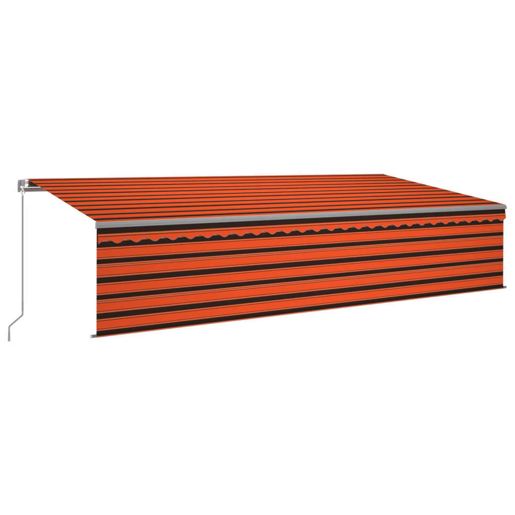 Tenda Sole Retrattile Manuale Parasole 6x3m Arancione e Marrone