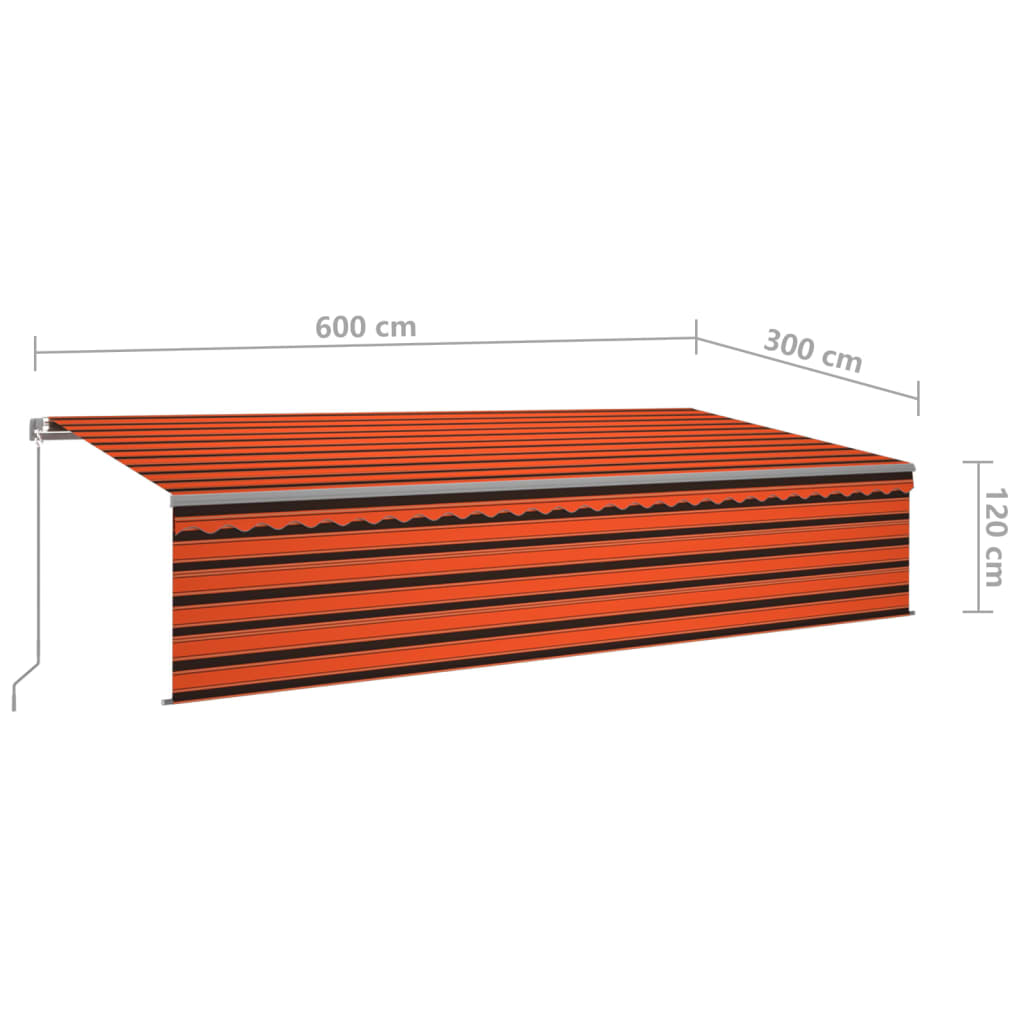 Tenda Sole Retrattile Manuale Parasole 6x3m Arancione e Marrone