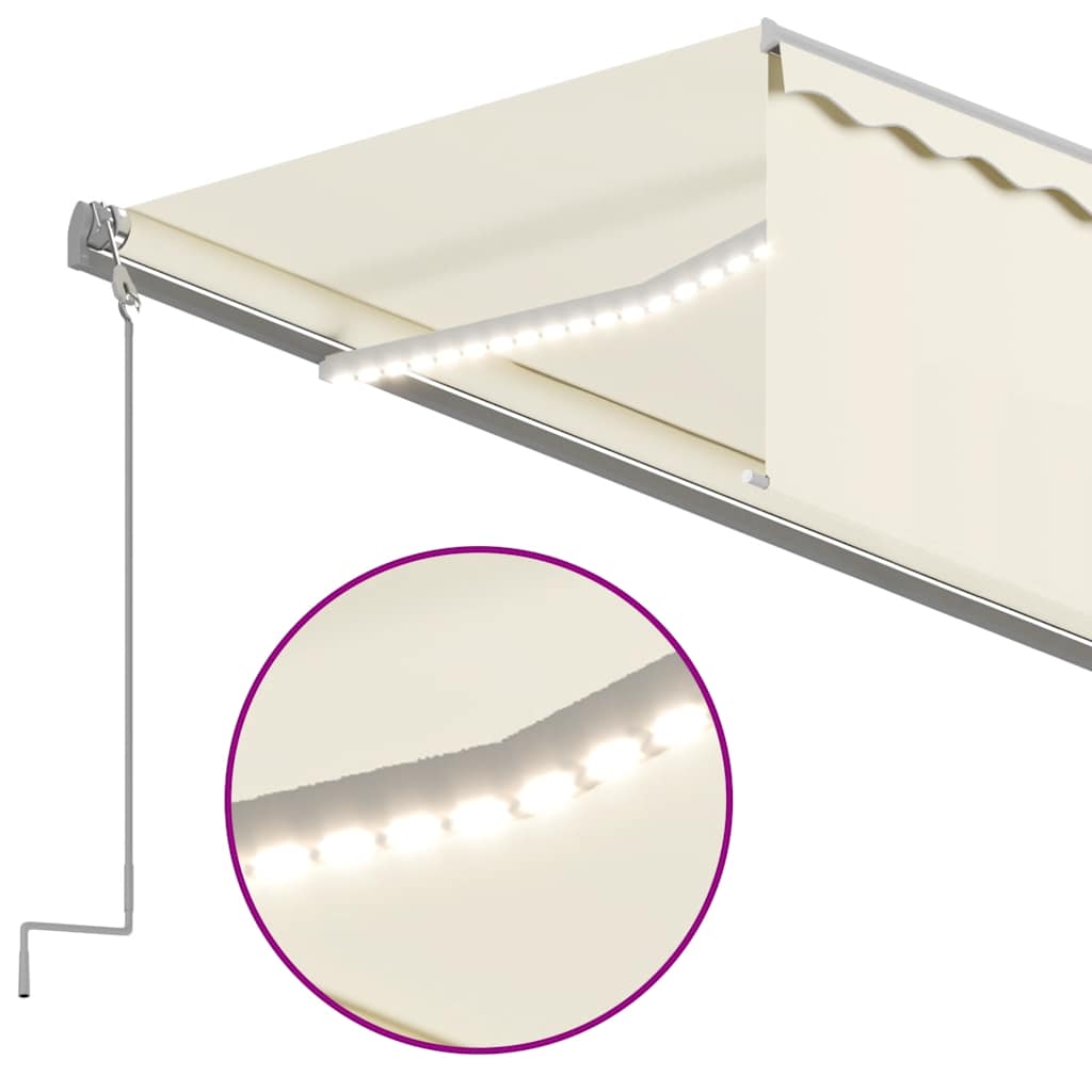 Tenda da Sole Retrattile Manuale con LED 6x3 m Crema
