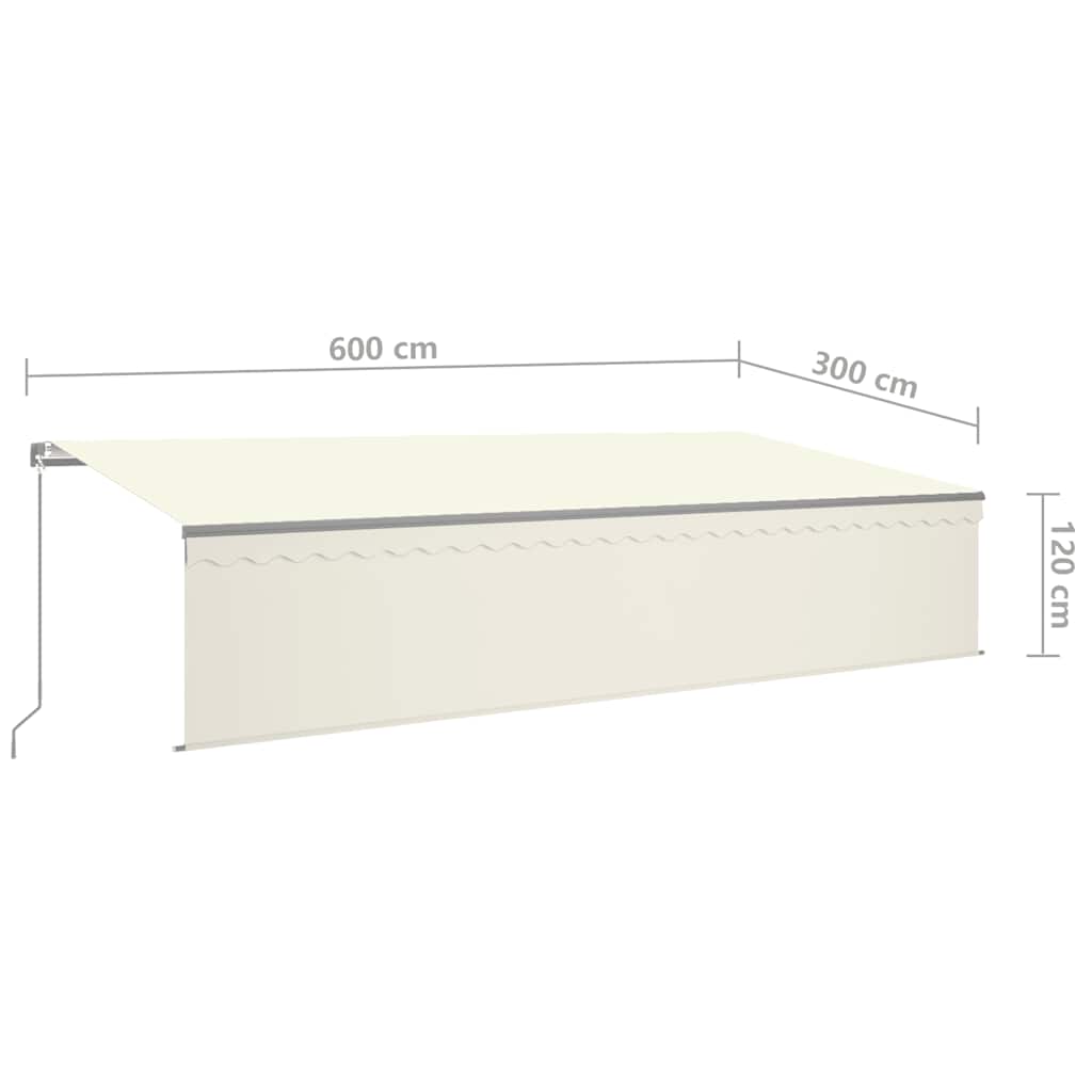 Tenda da Sole Retrattile Manuale con LED 6x3 m Crema