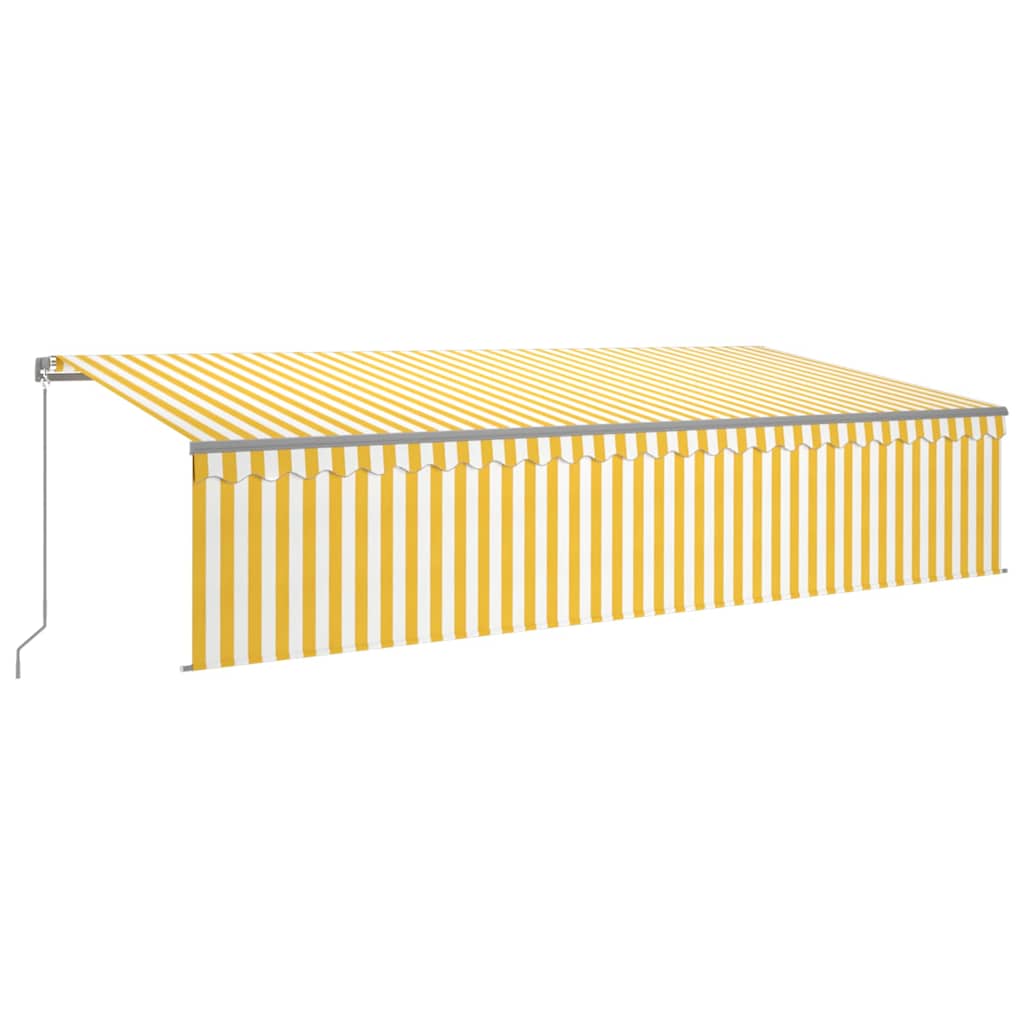 Tenda Sole Retrattile Manuale Parasole e LED 6x3m Gialla Bianca