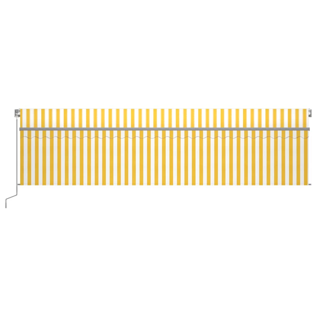 Tenda Sole Retrattile Manuale Parasole e LED 6x3m Gialla Bianca