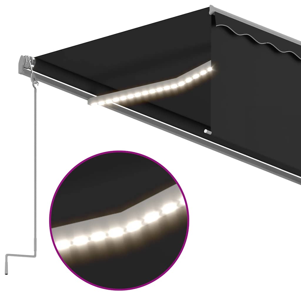 Tenda da Sole Retrattile Manuale con LED 6x3 m Antracite