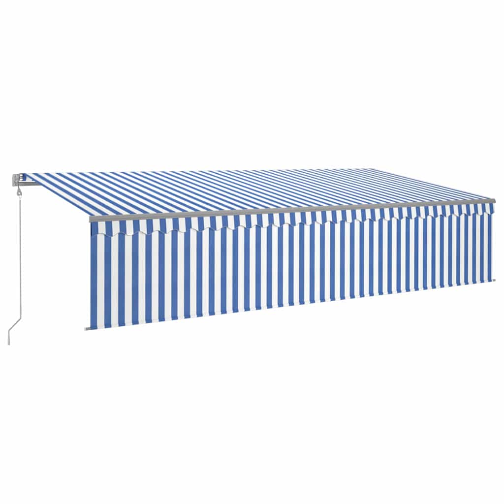 Tenda Sole Retrattile Automatica con Parasole 6x3m Blu Bianco