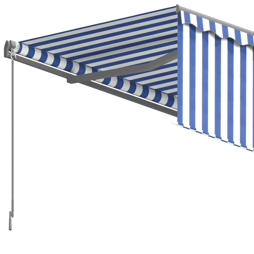 Tenda Sole Retrattile Automatica con Parasole 6x3m Blu Bianco