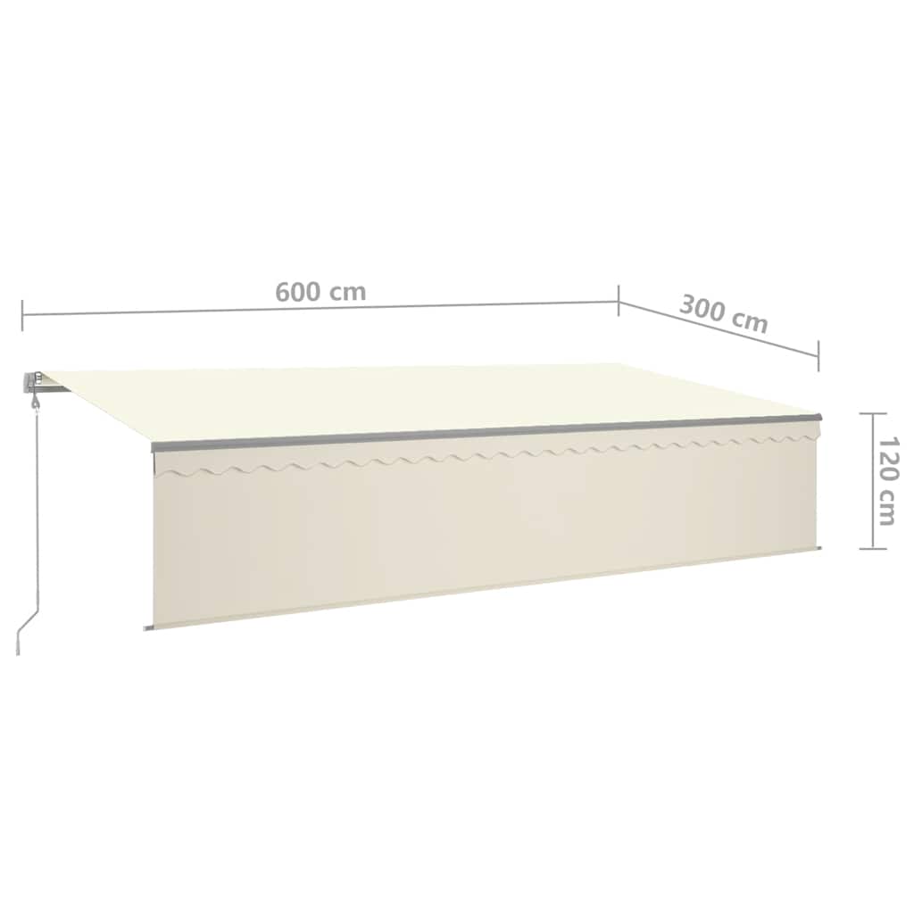 Tenda da Sole Retrattile Automatica con Parasole 6x3 m Crema