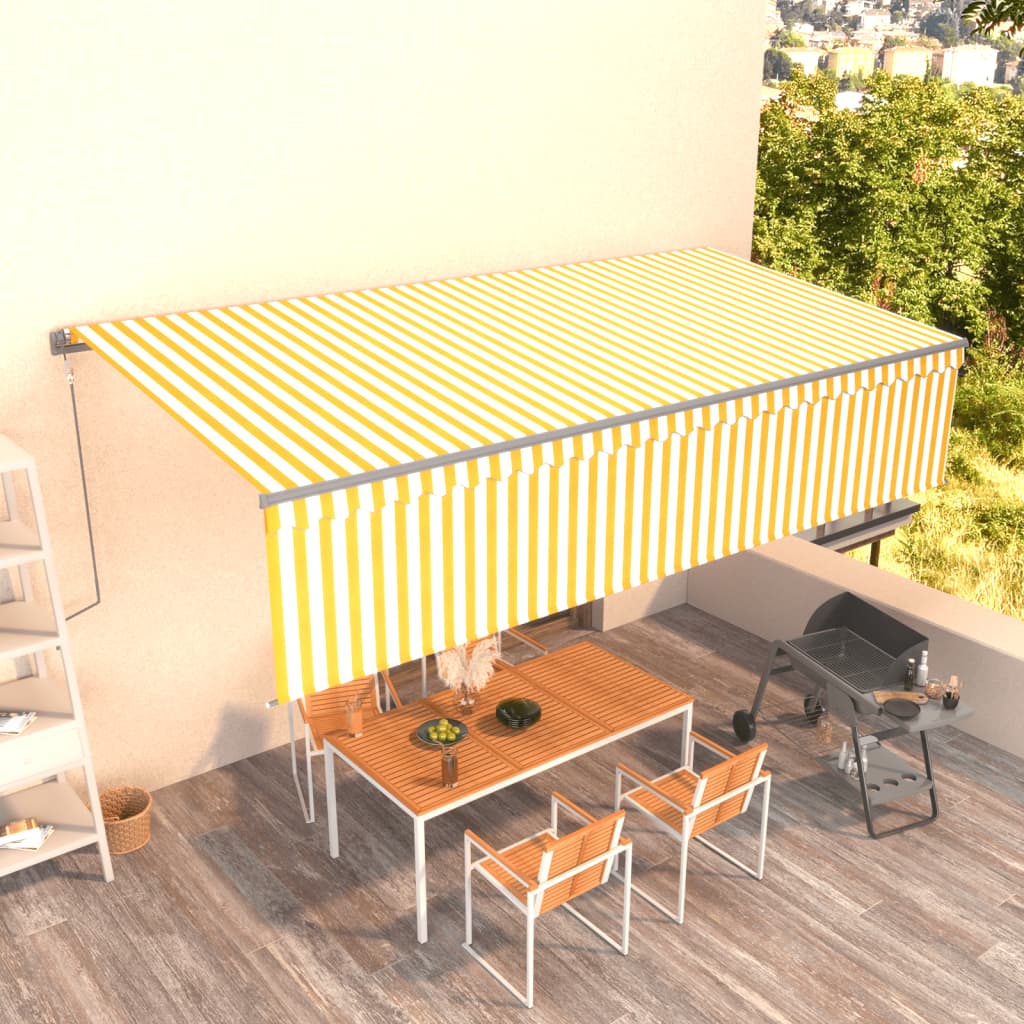 Tenda Retrattile Automatica con Parasole 6x3m Gialla Bianca