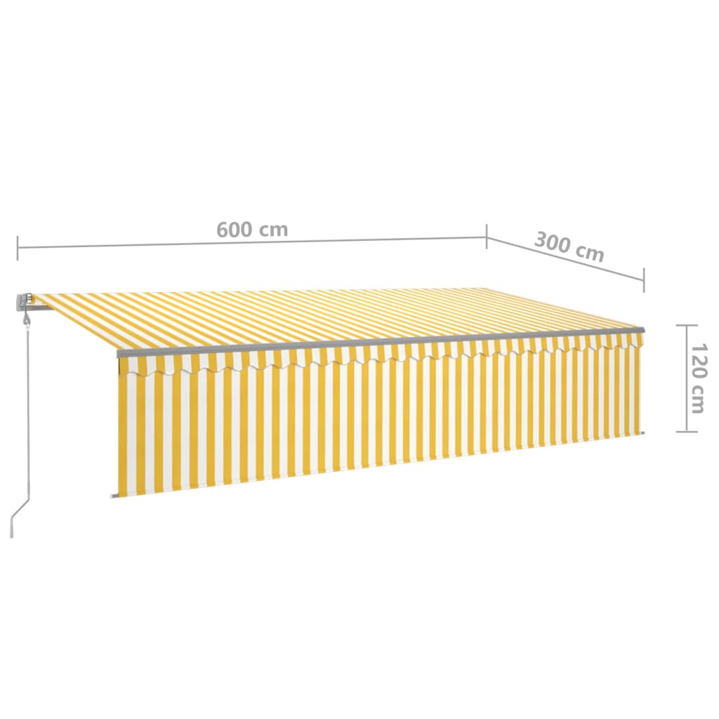 Tenda Retrattile Automatica con Parasole 6x3m Gialla Bianca