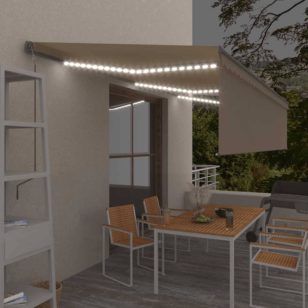 Tenda Automatica con Parasole LED e Sensore Vento 6x3 m Crema