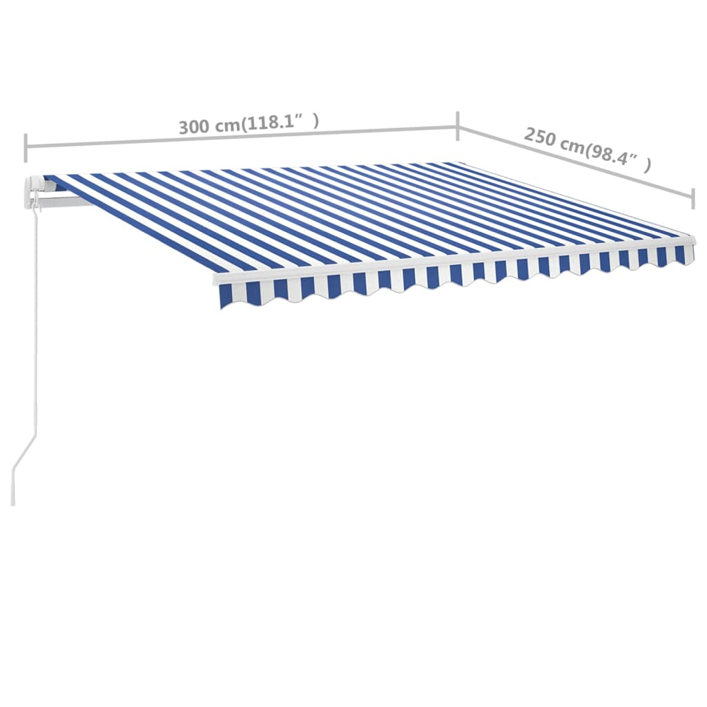 Tenda da Sole Manuale Autoportante 300x250 cm Blu e Bianca