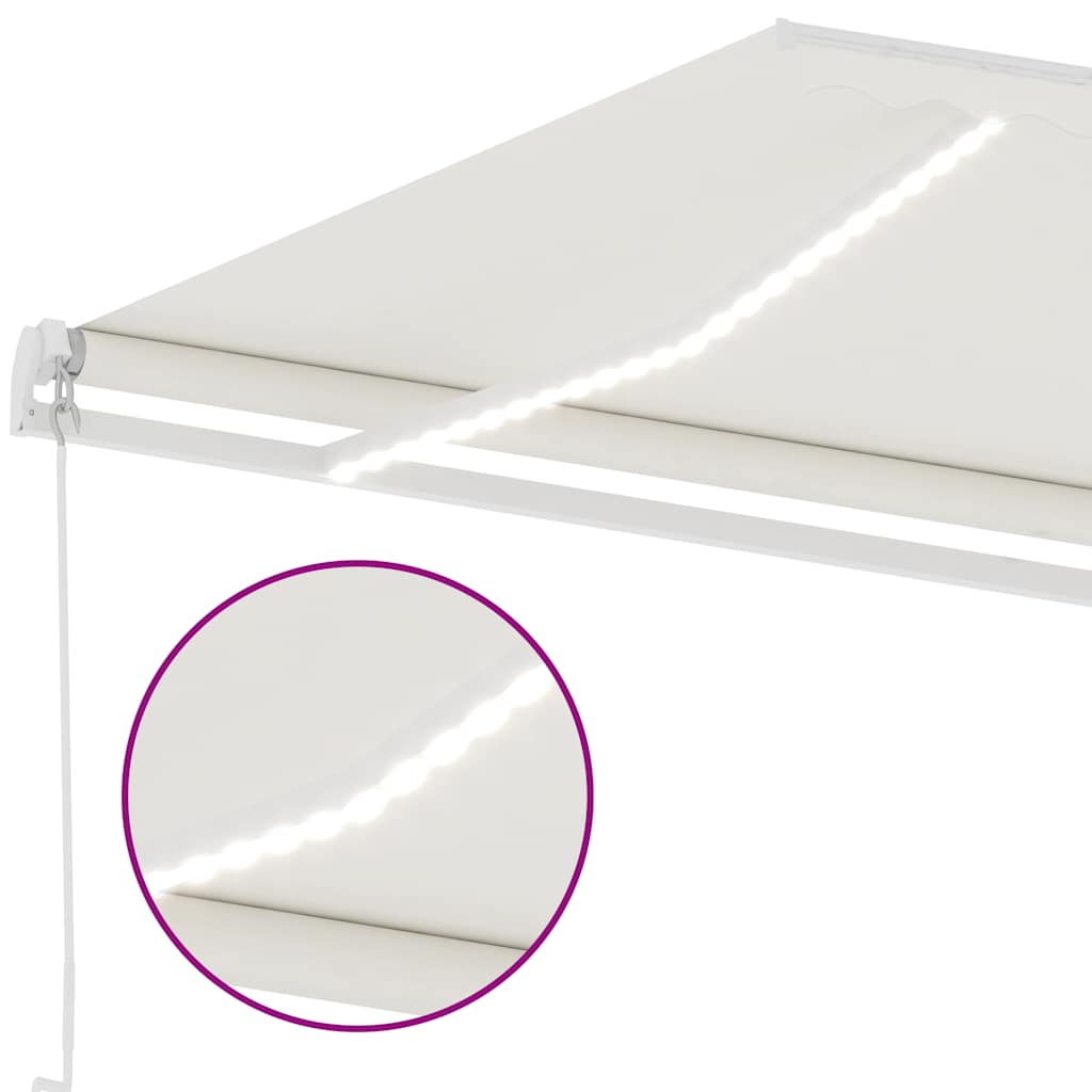 Tenda da Sole Retrattile Manuale con LED 300x250 cm Crema