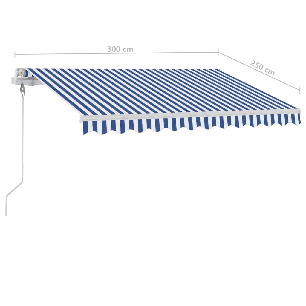 Tenda Automatica con Sensore Vento e LED 300x250 cm Blu Bianca