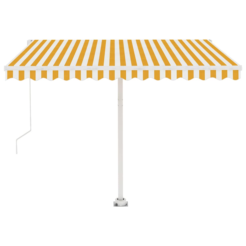 Tenda da Sole Retrattile Manuale LED 350x250 cm Gialla e Bianca