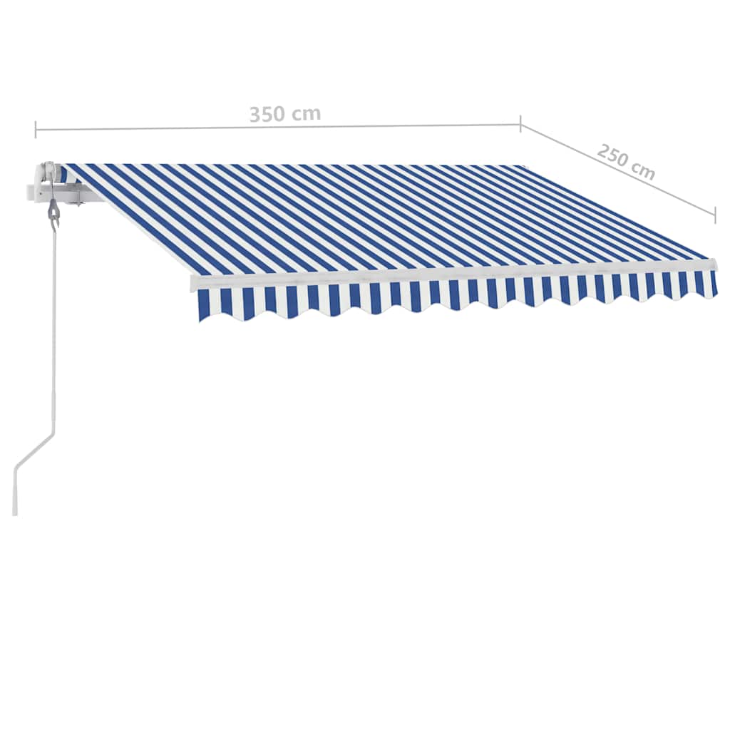 Tenda da Sole Automatica Autoportante 350x250 cm Blu e Bianca