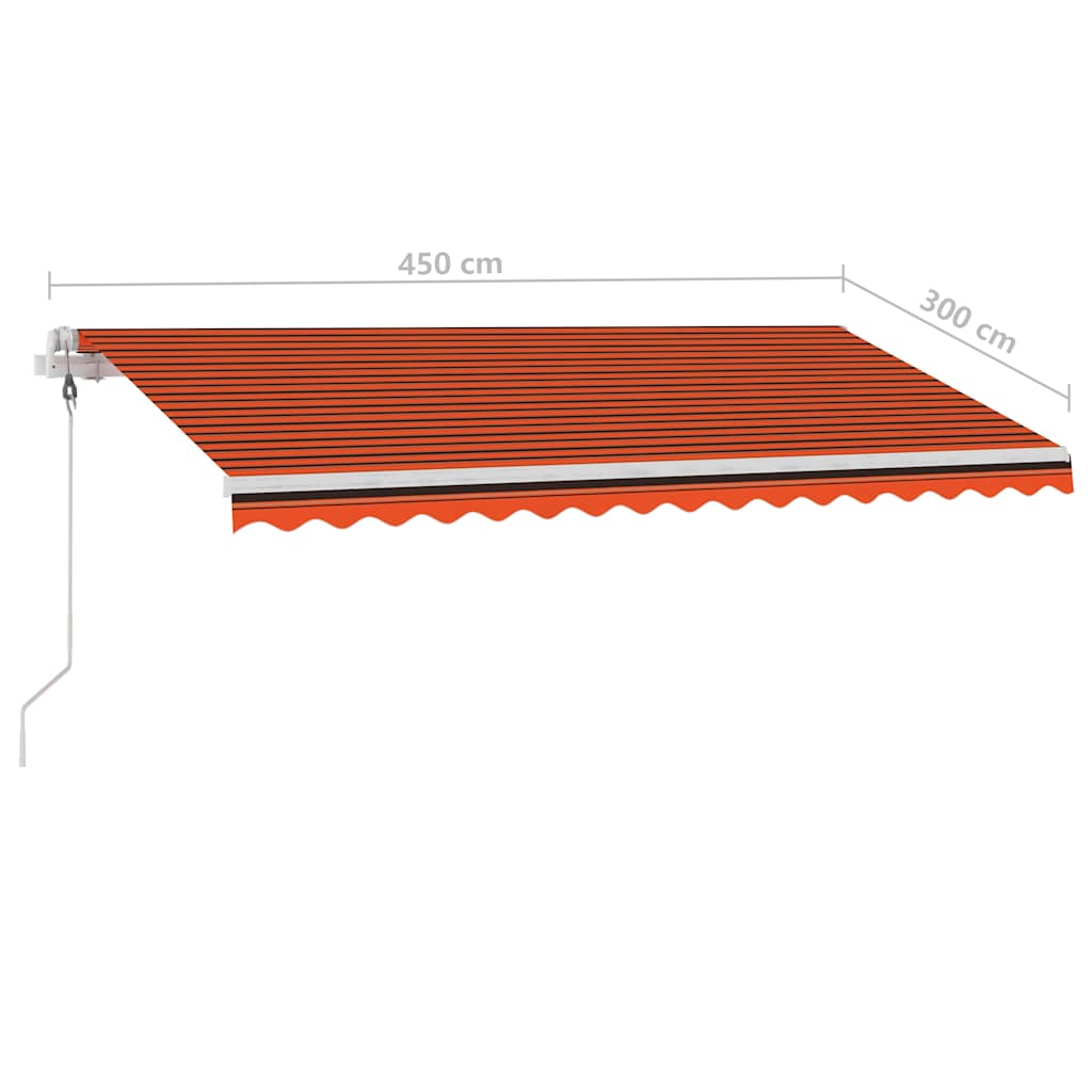 Tenda Retrattile Automatica con Palo 450x300 cm Arancio Marrone